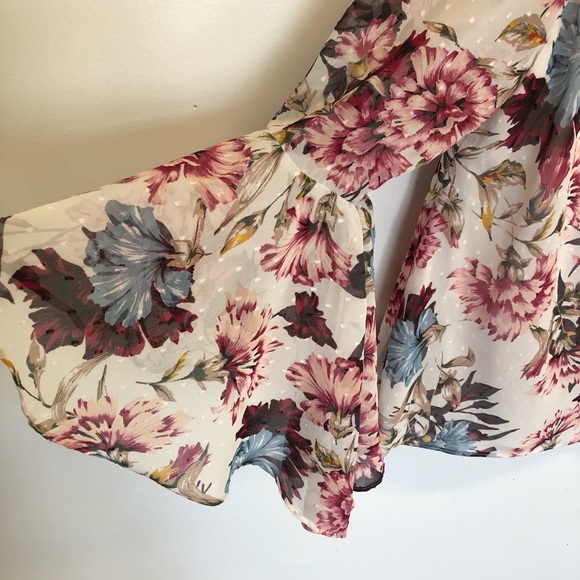 White House Black Market Floral Drape Back Blouse - Picture 7 of 8